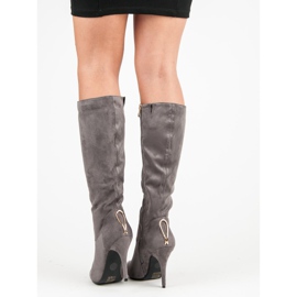 Cm Paris Bottes sexy à talons hauts gris 1