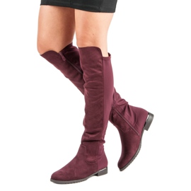 Super Me Boots bordeaux à talon plat rouge 1