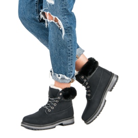 Fgm Paris Trappeurs noirs avec fourrure 2