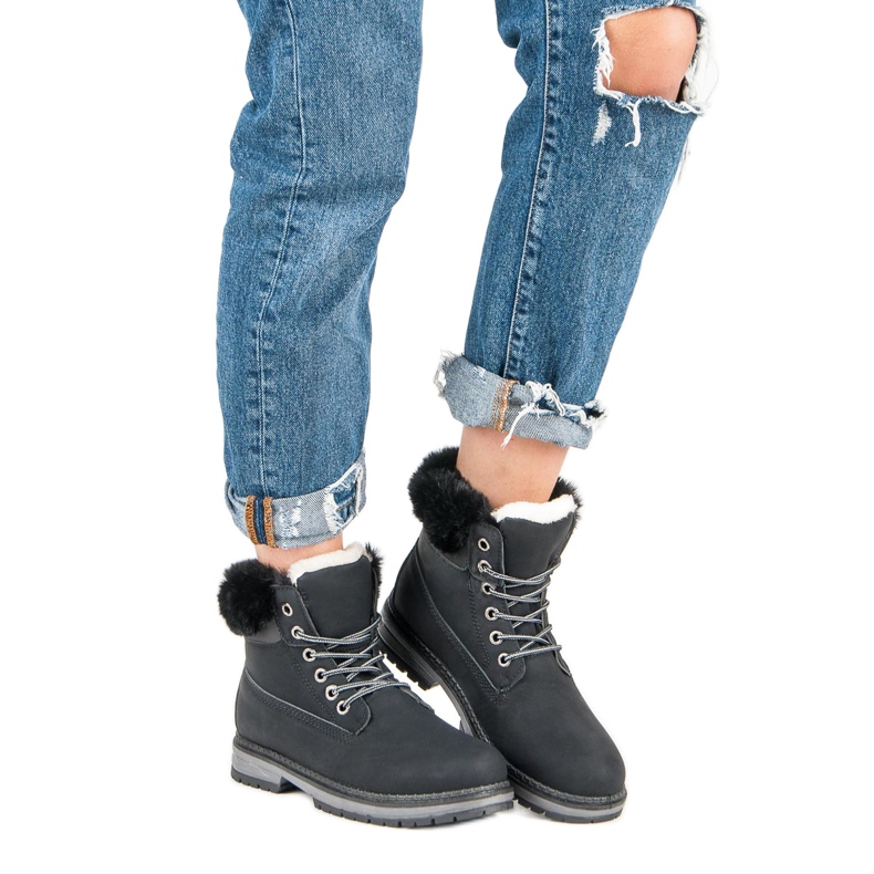 Fgm Paris Trappeurs noirs avec fourrure le noir 1