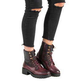 Ideal Shoes Travailleurs lacés sur la plate-forme multicolore rouge 1 Ideal Shoes Travailleurs lacés sur la plate-forme multicolore rouge 1