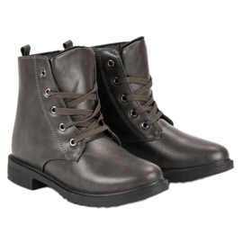 Bottines à lacets classiques gris 1