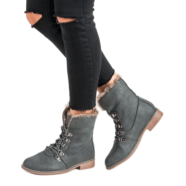 Queentina Bottes avec fourrure gris 2