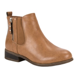 Kayla Boots camel à talon plat brun 1