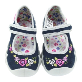Befado chaussures pour enfants ballerines pantoufles 109P170 gris bleu marine 4