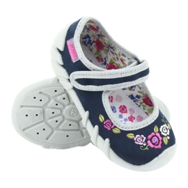 Befado chaussures pour enfants ballerines pantoufles 109P170 gris bleu marine 3