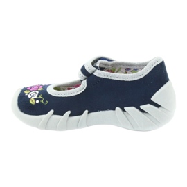 Befado chaussures pour enfants ballerines pantoufles 109P170 gris bleu marine 2