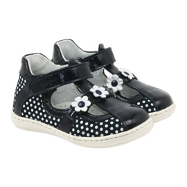 Ballerines fille en cuir à pois blancs 267 RenBut bleu 4