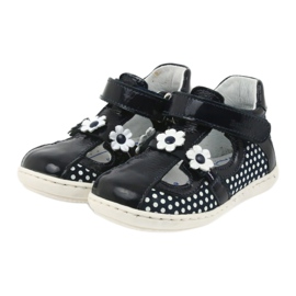 Ren But Ballerines en cuir des filles avec des points blancs 267 Ren mais bleu 3