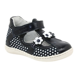 Ren But Ballerines en cuir des filles avec des points blancs 267 Ren mais bleu 1