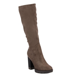 Super Mode Bottes à plateforme en daim brun 2