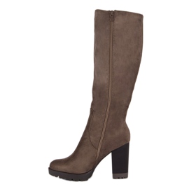 Super Mode Bottes à plateforme en daim brun 3