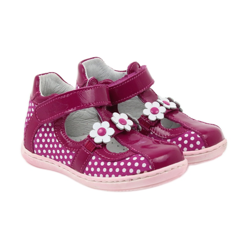Ballerines à pois et fleurs Ren But 267 rose blanc 4