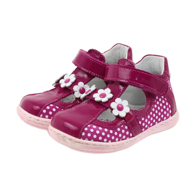 Ballerines à pois et fleurs Ren But 267 rose blanc 3
