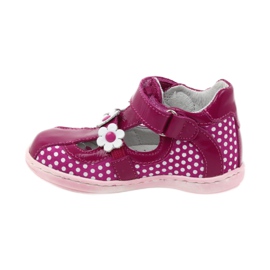 Ballerines à pois et fleurs Ren But 267 rose blanc 2