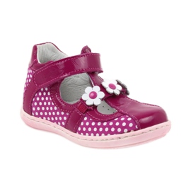 Ballerines à pois et fleurs Ren But 267 rose blanc 1