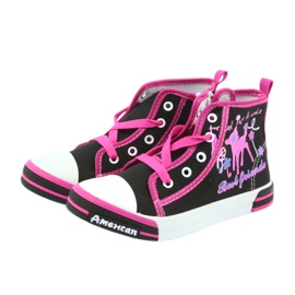 American Club Baskets noires chaussures pour enfants avec une fermeture éclair américaine TEN13 bleu rose 3