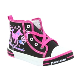 American Club Baskets noires chaussures pour enfants avec une fermeture éclair américaine TEN13 bleu rose 1