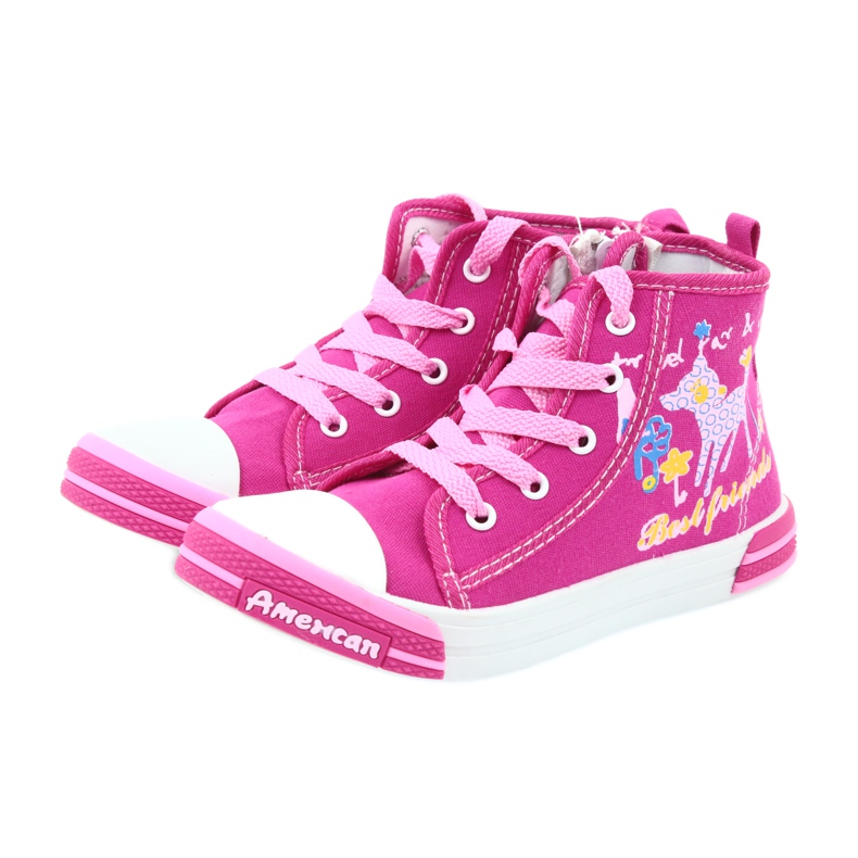 American Club Baskets roses avec une fermeture éclair American TEN13 bleu 3