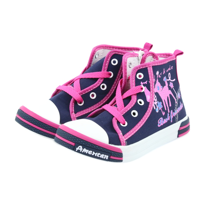 American Club Baskets américaines TEN13 bleu marine avec fermeture éclair rose 3 American Club Baskets américaines TEN13 bleu marine avec fermeture éclair rose 3