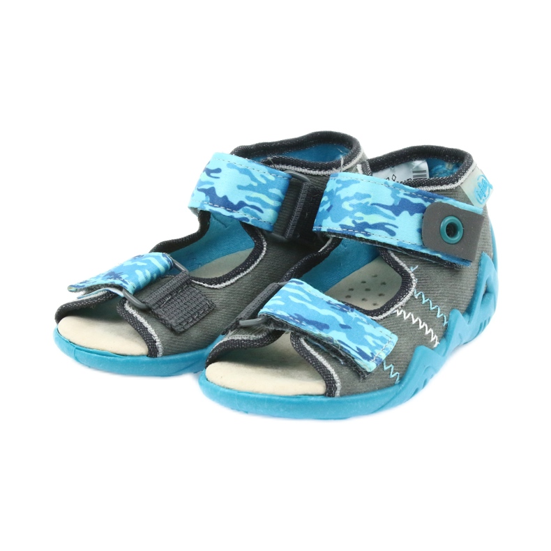 Sandales Befado pour enfants avec insert en cuir 350P062 bleu gris 3 Sandales Befado pour enfants avec insert en cuir 350P062 bleu gris 3