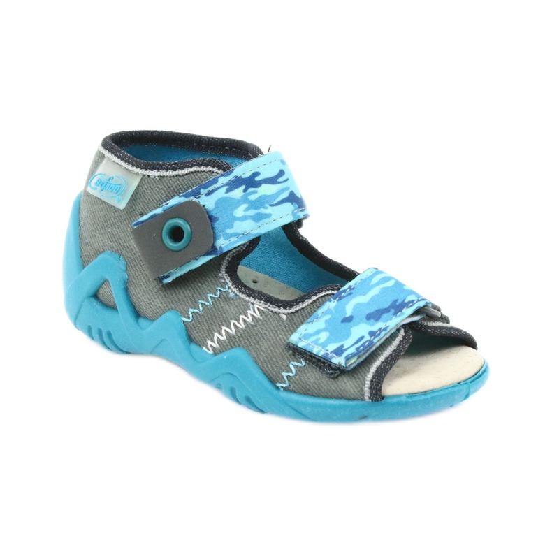 Sandales Befado pour enfants avec insert en cuir 350P062 bleu gris 1 Sandales Befado pour enfants avec insert en cuir 350P062 bleu gris 1