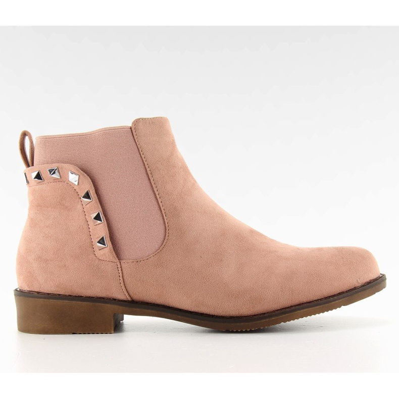 Bottines Chelsea en daim avec clous F175 Rose 1