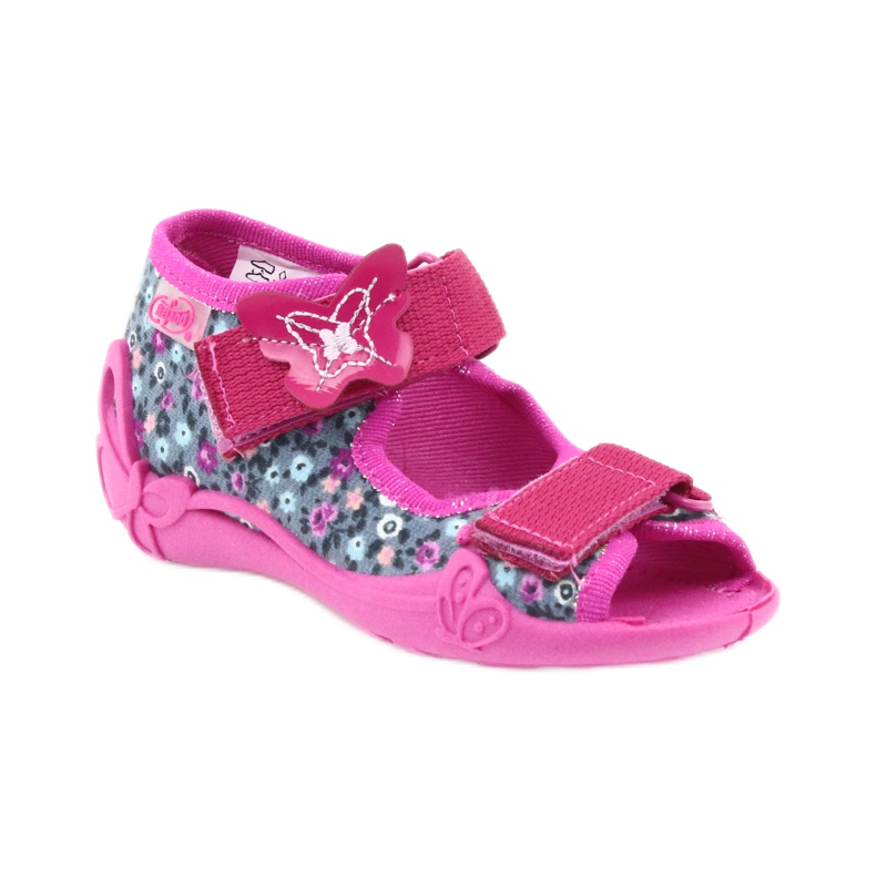 Befado chaussures enfants pantoufles sandales 242p072 gris multicolore rose 1