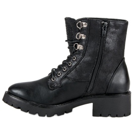 Ideal Shoes Travailleurs lacés sur la plate-forme noir 1