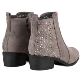 Nio Nio Bottines Grises Avec Cristaux 2