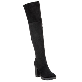 Super Mode Bottines compensées en daim noir 1