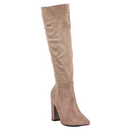 Super Mode Bottes en daim élégantes brun 1