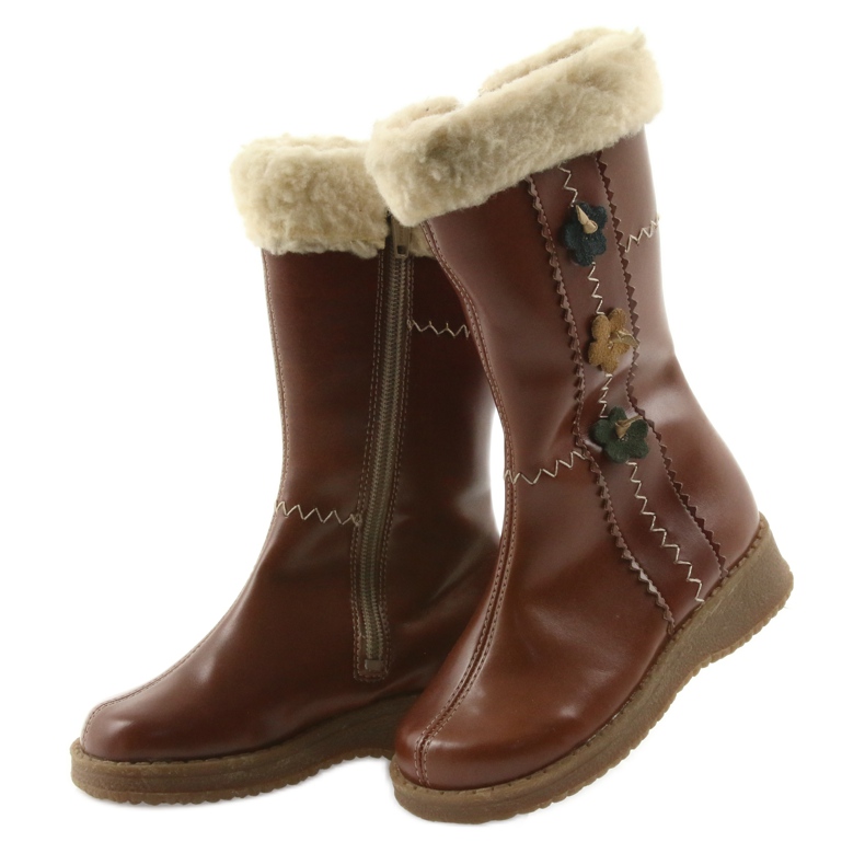 Zawadka Boots fille avec fourrure Zawatka marron brun 3
