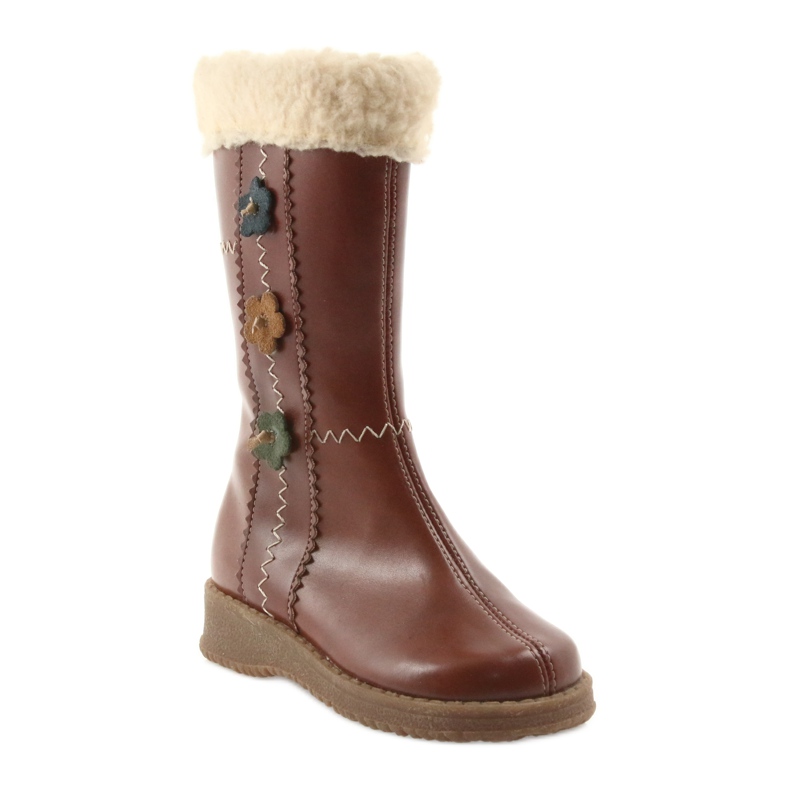 Zawadka Boots fille avec fourrure Zawatka marron brun 1