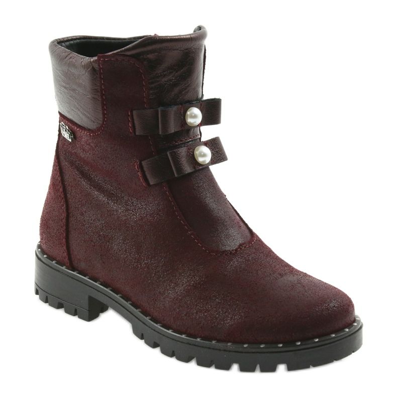 Ren But Bottes en cuir des filles Ren mais 3314 Bourgogne avec goujons rouge 1