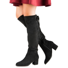 Super Mode Bottes en daim confortables le noir 4