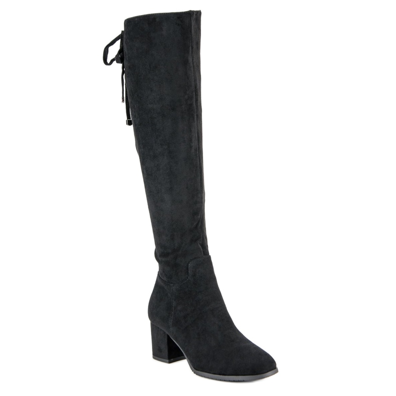 Super Mode Bottes en daim confortables le noir 1