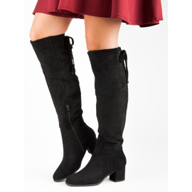 Super Mode Bottes en daim confortables le noir 3