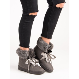 Bottes de neige grises avec fourrure 2