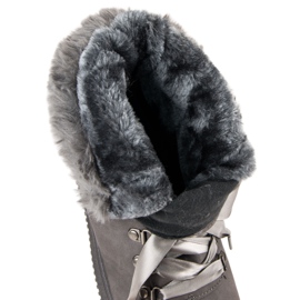 Bottes de neige grises avec fourrure 1