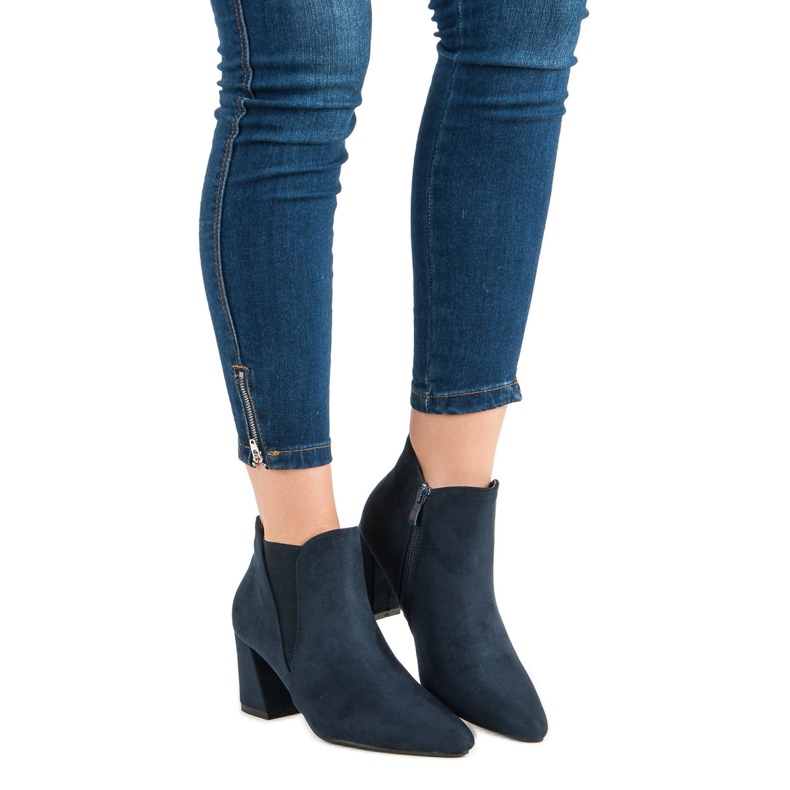 Belle Women Bottines en daim sur un bar bleu 1