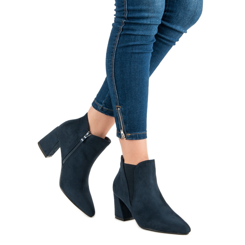 Belle Women Bottines en daim sur un bar bleu 2