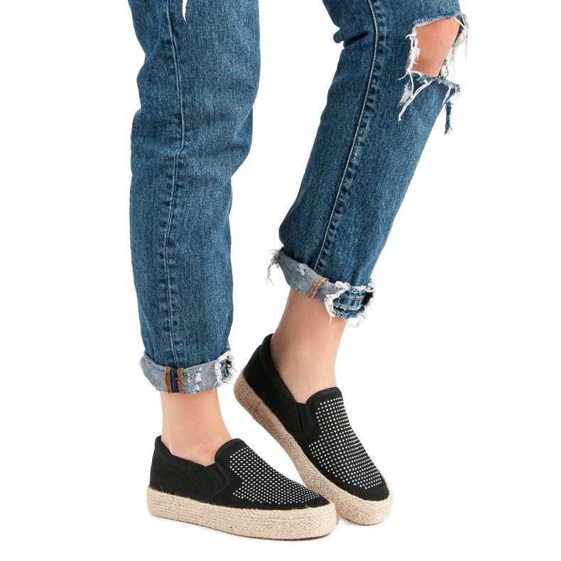 J. Star Slipons Avec Cristaux noir 1