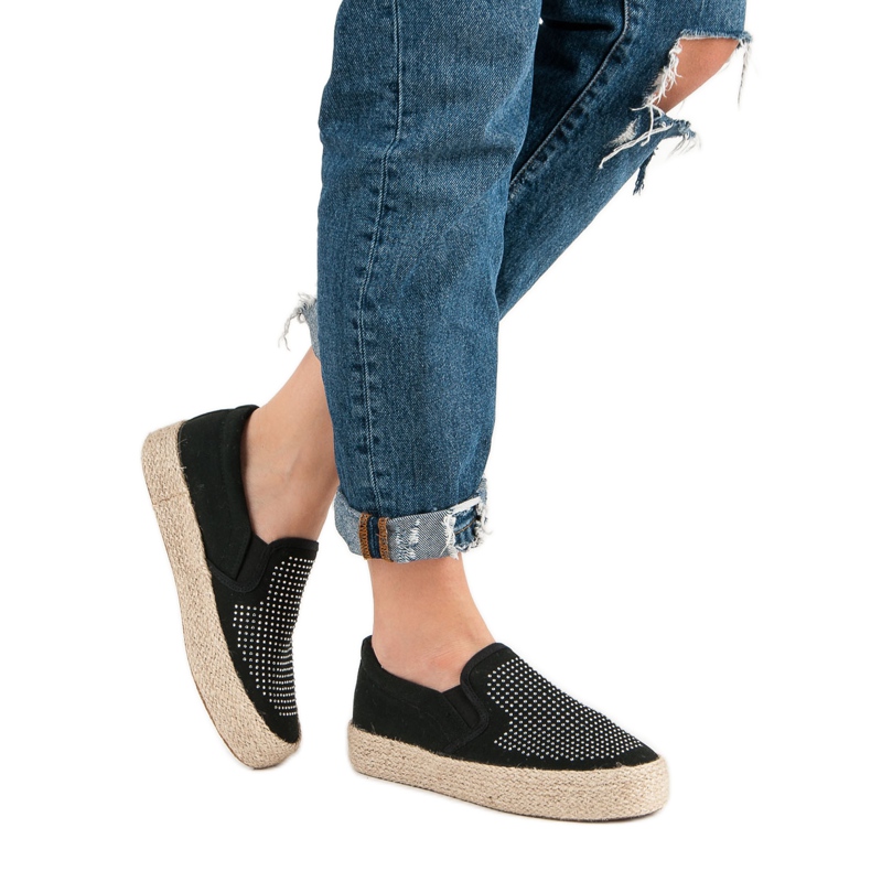 J. Star Slipons Avec Cristaux noir 2