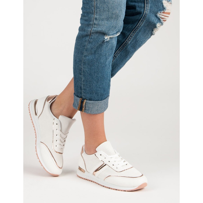 Chaussures de sport ajourées blanche jaune 1