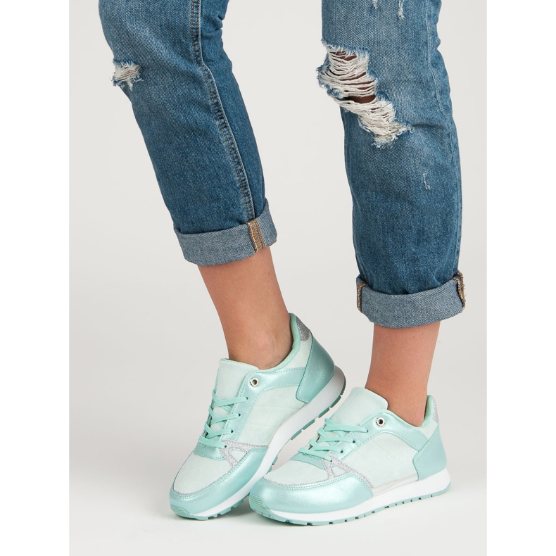 Chaussures de sport à lacets blanc gris vert 2