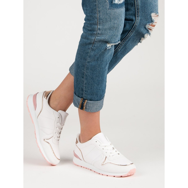 Chaussures de sport blanches jaune rose 1 Chaussures de sport blanches jaune rose 1