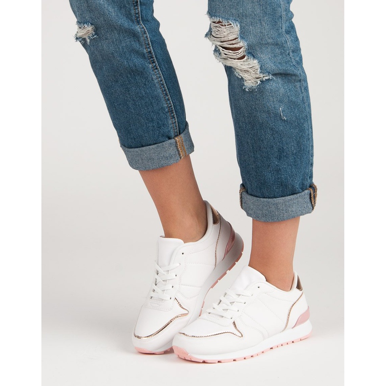 Chaussures de sport blanches jaune rose 2