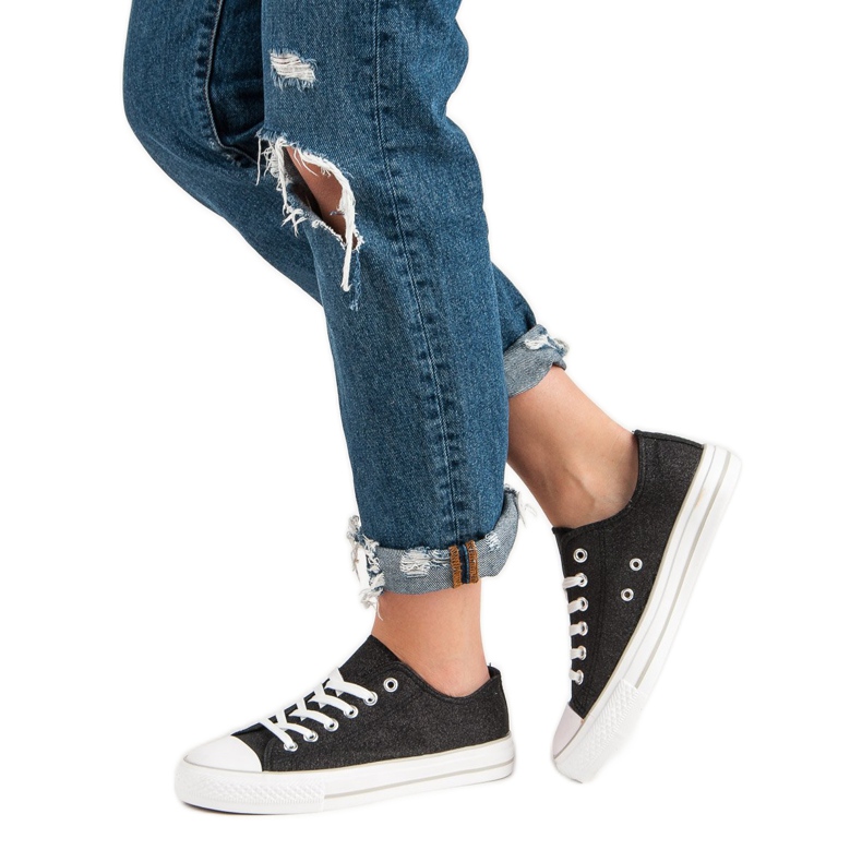 Baskets à paillettes le noir 2