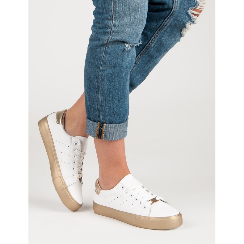 Chaussures de sport confortables blanche jaune 1